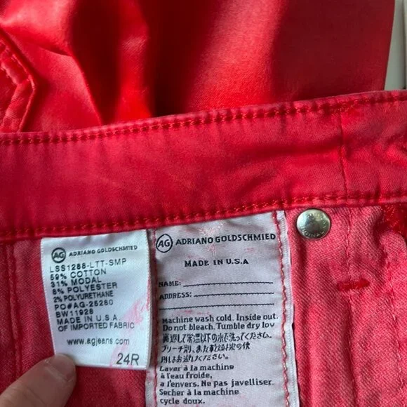 AG Adriano Goldschmied Women's Farrah Skinny Fit style LSS1288 Jeans RED Size 24 - Picture 11 of 12